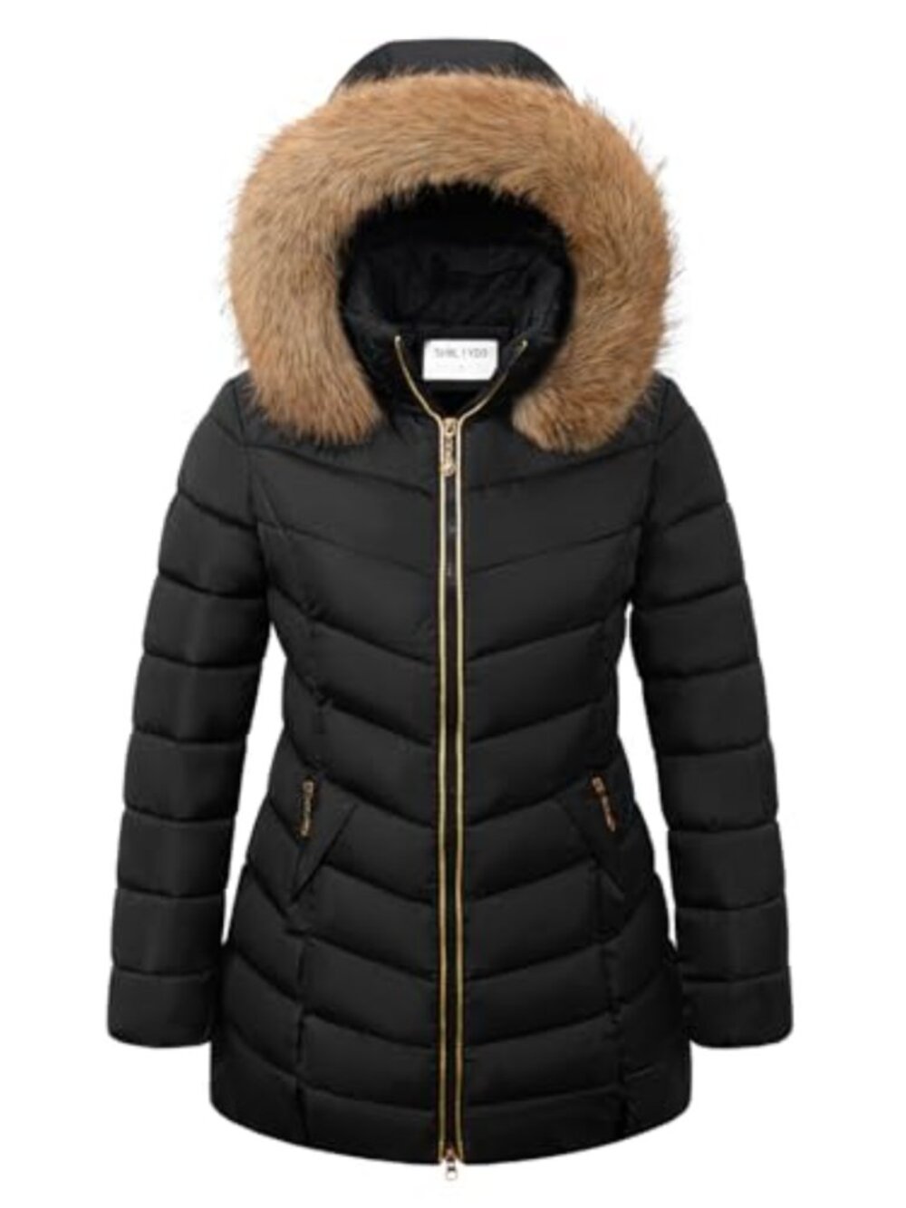 Women's Winter Puffer Jacket Quilted Coat with Detachable Fur Hood
